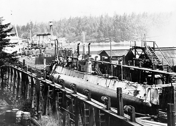 Submarine CC1 in Esquimalt slips.