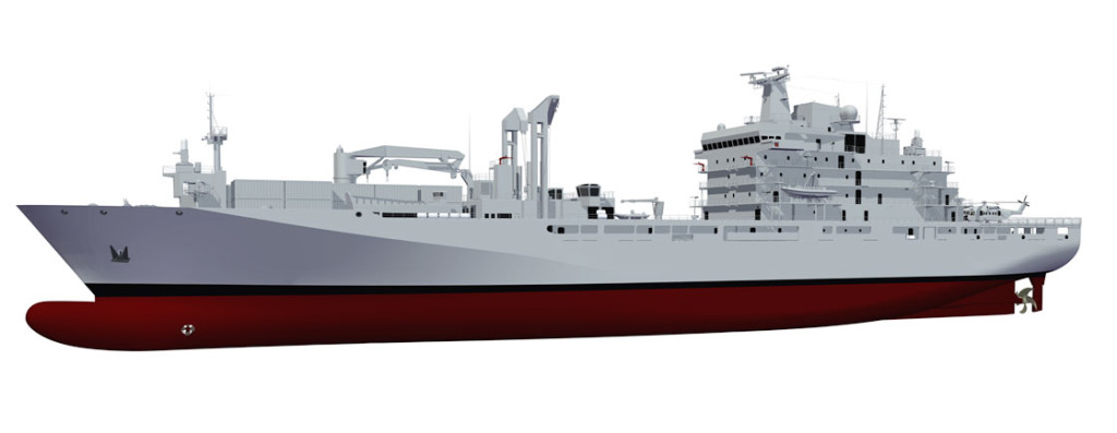 An artist rendering of the definition design for the new Joint Support Ships.
