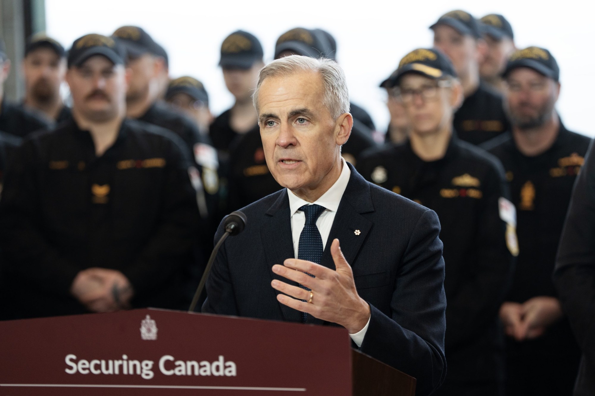 Prime Minister Mark Carney makes an announcement aboard HMCS Margaret Brooke at HMC Dockyard Halifax, in Halifax on Thursday, March 26, 2026. PHOTO: DARREN CALABRESE, THE CANADIAN PRESS Credit: The Canadian Press