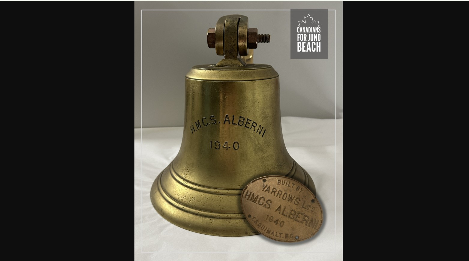 HMCS Alberni ship's bell and builder's plate.