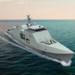 A concept rendering released by the navy depicts a sleek, modern corvette design featuring a low-profile superstructure, advanced radar arrays, and space for helicopters or unmanned systems. (DND Image)