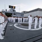 10 July 2026: The flagship of Standing NATO Maritime Group One (SNMG1), FGS Sachsen, hosted a Force Reception whilst alongside in Halifax. Hosted by COM SNMG1, Commodore Maryla Ingham RN and the Commanding Officer of FGS Sachsen, the reception welcomed military leaders, civic representatives and distinguished guests on board to celebrate the strong partnership between Allied nations and NATO's enduring commitment to maritime security.