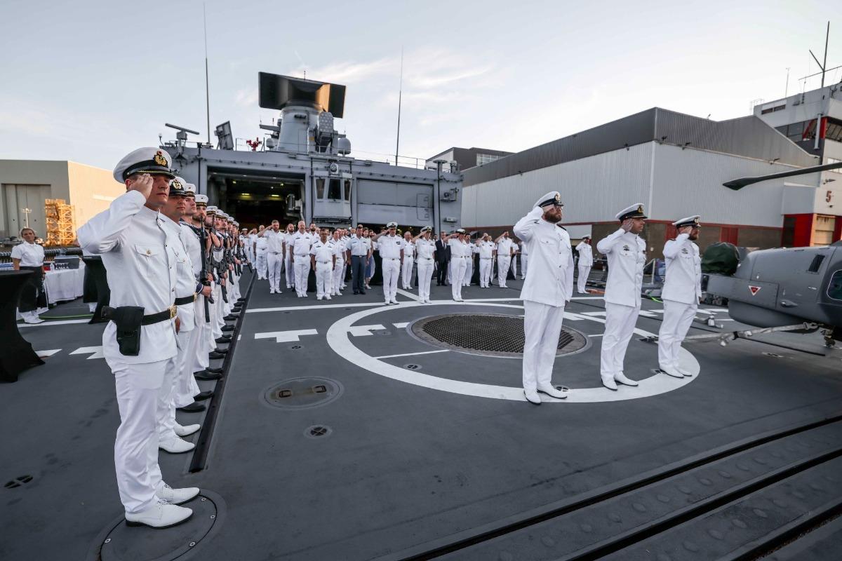 10 July 2026: The flagship of Standing NATO Maritime Group One (SNMG1), FGS Sachsen, hosted a Force Reception whilst alongside in Halifax. Hosted by COM SNMG1, Commodore Maryla Ingham RN and the Commanding Officer of FGS Sachsen, the reception welcomed military leaders, civic representatives and distinguished guests on board to celebrate the strong partnership between Allied nations and NATO's enduring commitment to maritime security.