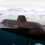 Artist rendering of a Type 212CD submarine operating in Arctic conditions.