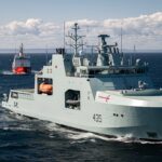 Her Majesty's Canadian Ship (HMCS) Robert Hampton Gray performs Formation Maneauvers with His Danish Majesty's Ship (HDMS) Thetis and Canadian Coast Guard Ship (CCGS) George R. Pearkes during Operation Nanook-TUUGAALIK on August 21, 2026. Photo credit: Corporal Mitchell Paquette, Canadian Armed Forces Photo