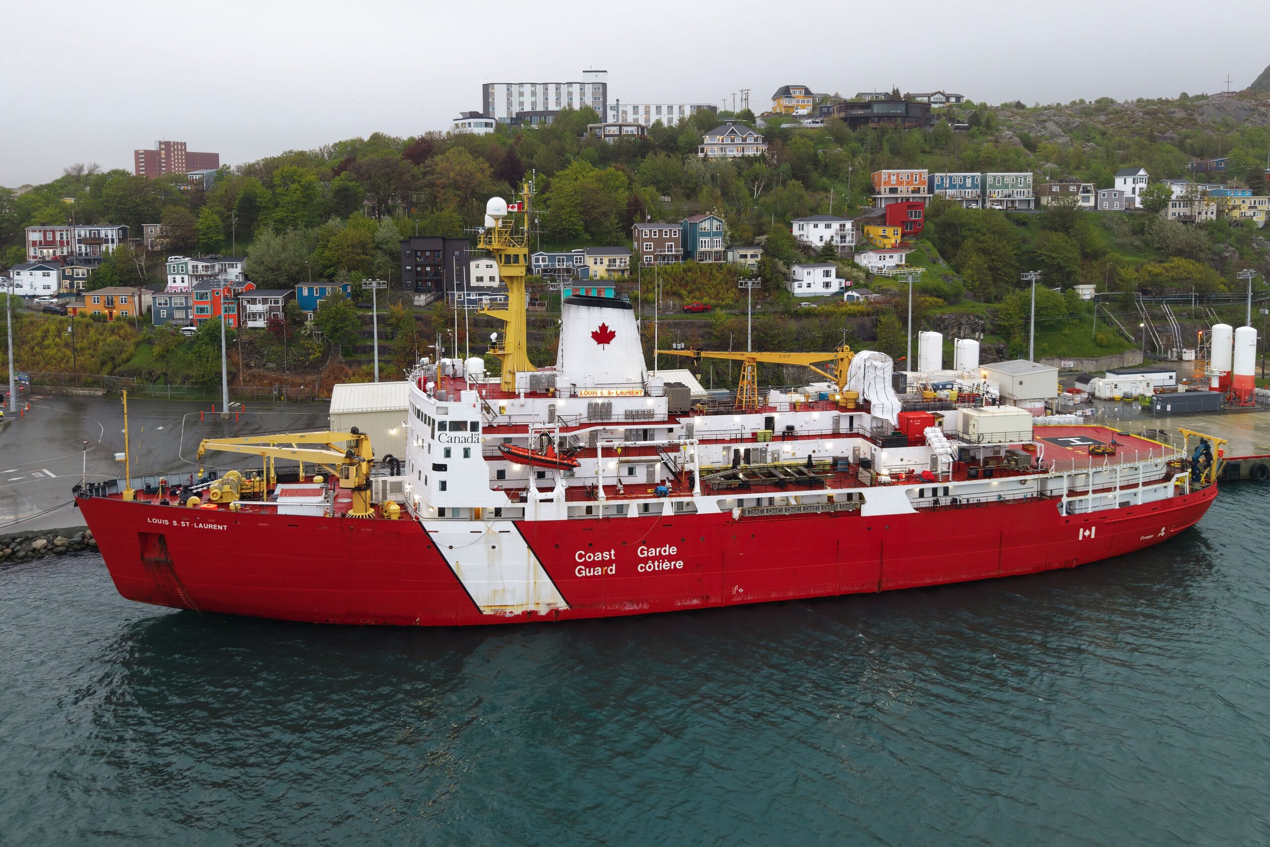 The icebreaker and flagship of the Canadian Coast Guard, CCGS Louis S. St-Laurent berthed in St. John's, Newfoundland and Labrador.