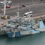 NATO ships at Portland on 26th July 2026 including Canadians HMCS Edmonton 703 and HMCS Moncton 708