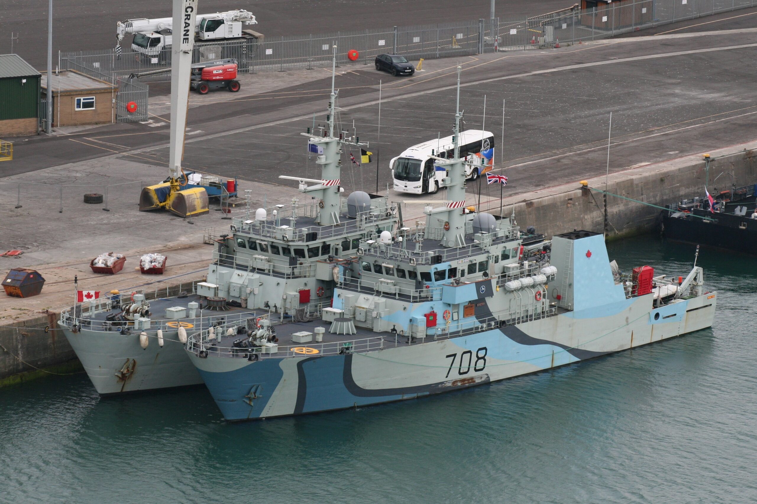 NATO ships at Portland on 26th July 2026 including Canadians HMCS Edmonton 703 and HMCS Moncton 708